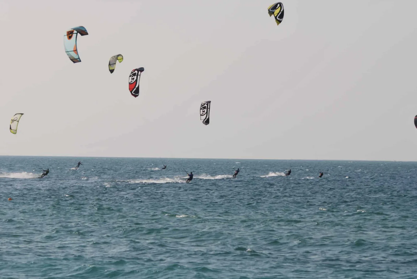 Kite-surfers off the Dubai coastline